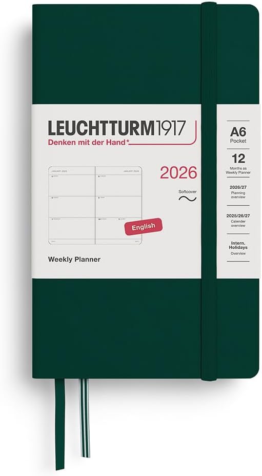 LEUCHTTURM1917 - Weekly Planner 2026, Softcover, Pocket (A6), Forest Green (Jan 1 - Dec 31, 2026)