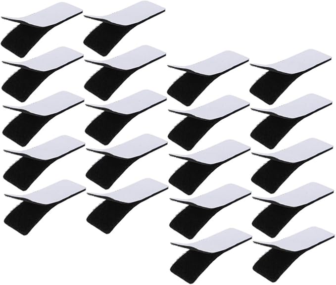 BESTOYARD 20pcs Self-Adhesive Hook and Loop Tape High-Temperature Resistant Nylon Fastener Strips for DIY Crafts Reusable Double-Sided Sticky Interlocking Tape Black Corners