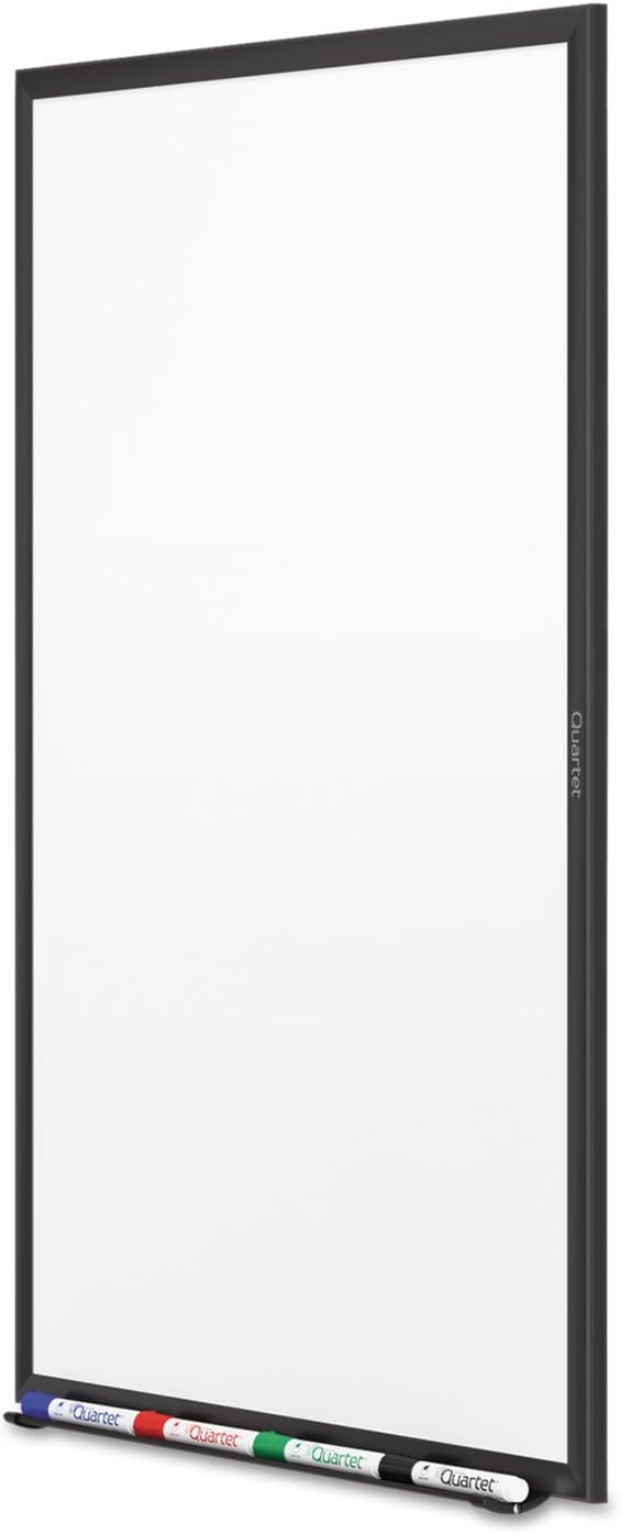 Quartet Magnetic Dry Erase White Board, 24"W x 18"H Whiteboard, Nano-Clean Surface Resists Ink Stains, Black Aluminum Frame (SM531B)