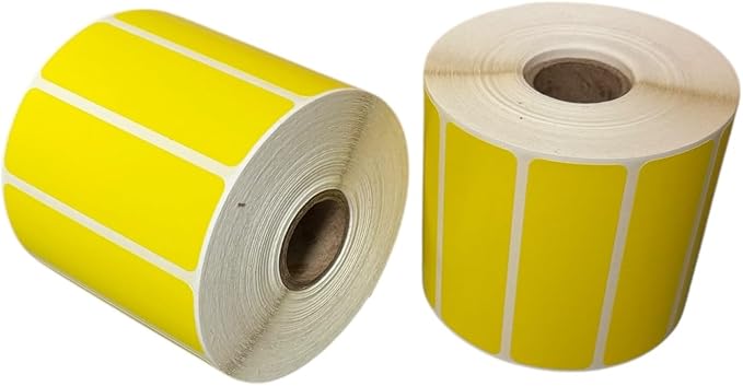 Labels and More Yellow 3x1 Inch Direct Thermal Labels 1" Core Self Adhesive No Ribbon Required 6 Rolls 7800 Total Labels Compatible with Desktop Zebra Printers
