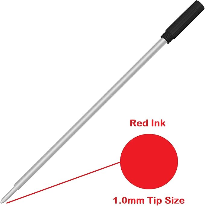 Pen Savings Ballpoint Pen Refills for Cross Pens, Medium Point 1.0mm, Frictionless Flow Smooth Writing, 10 Pack (Red)