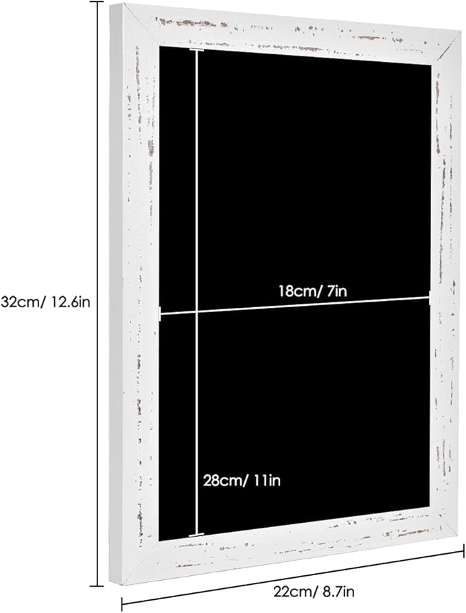 TORASO Chalkboard, White Wood Frame Magnetic Surface Chalkboard Sign, Rusitc White Framed Chalk Board for Wedding, Kitchen, Bar, Restaurant, Menu & Home Decor,8.7" x 12.6"(WH-2232)