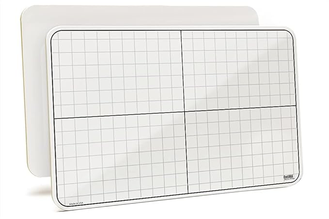 Large Handheld XY Grid Whiteboard. 11" x 17" Double Sided Lapboard. Ideal for Classrooms and Homeschooling.