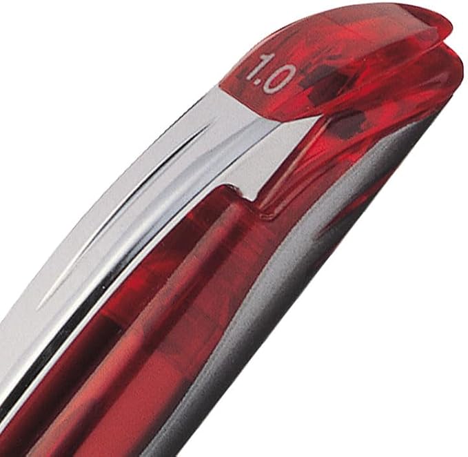 Pentel ENER-GEL Deluxe Liquid Gel Pen, Bold Line, Metal Tip, Red Ink, Box of 12 (BL60-B)