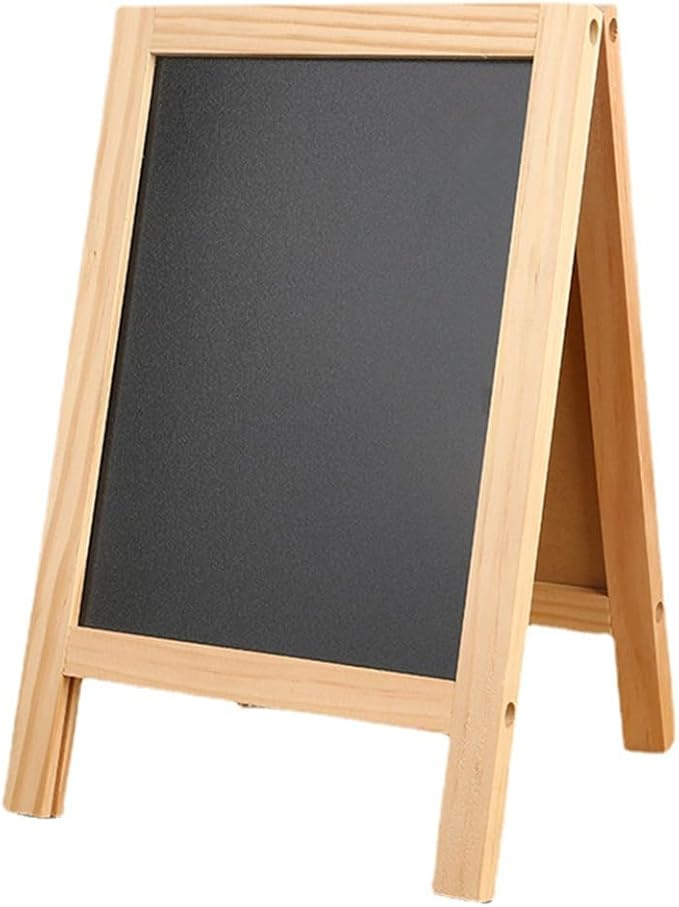 Small Wooden Tabletop Chalkboard Easel Signs with Stand, Folding A Frame Double-Sided Chalkboard Easel Sidewalk Board, Mini Food Signs Menu Board Message Display Board, Black(7.5" x 11.8")