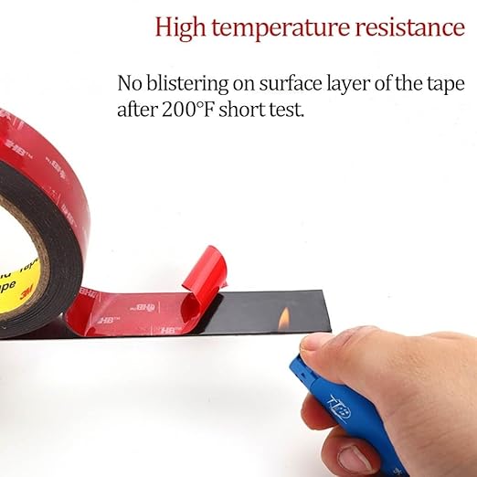 Double Sided Heavy Duty Mounting Tape,Made of 3M Tape, Very High Bond Foam Tape,Waterproof and High Temperature Resistant Tape for Indoor Outdoor, Car, Home, Kictch and Office(Black, 1/4in*15.6ft)