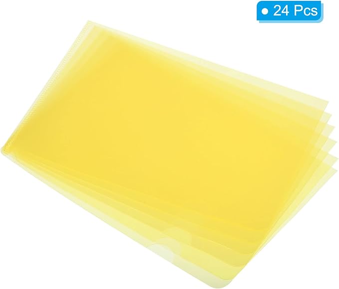 PATIKIL l Type Folders 24 Pack 8.9 x 6.3 Inches A5 Plastic Clear Document Folder File Jacket Sleeves Project Pockets, Yellow