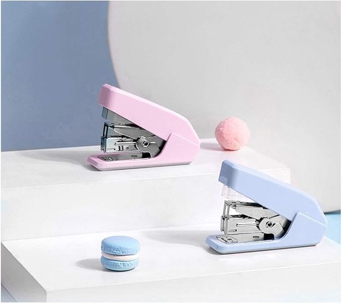 Liudan Stapler Mini Stapler, Movable Multifunctional Staple Container, Pink Ladies Stationery, Hand, Compact, 20-Sided Capacity (Blue) Office Stapler (Color : A)
