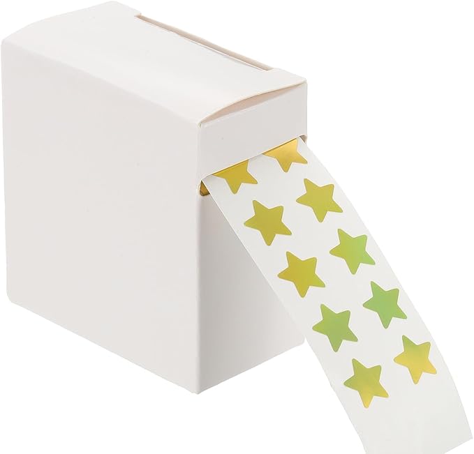 PATIKIL Star Stickers Roll 3/8", 1000 Pcs Self-Adhesive Reward Stickers for Classroom Teacher Supplies and DIY Craft, Gold