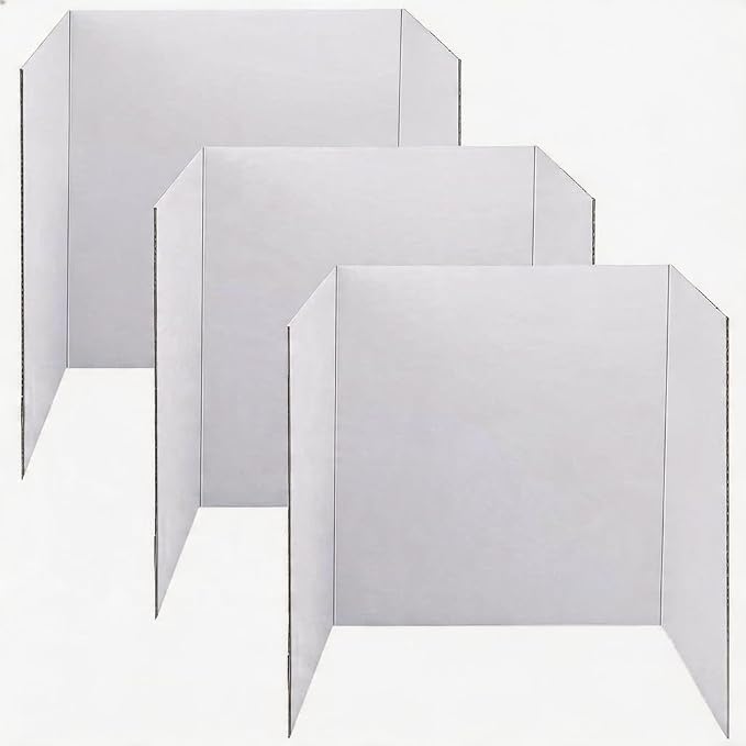 Tri-Fold Presentation Boards 48 x 36 Inches White Corrugated Display Boards 3 Pack Single Wall for School Projects Science Fairs Office Presentations