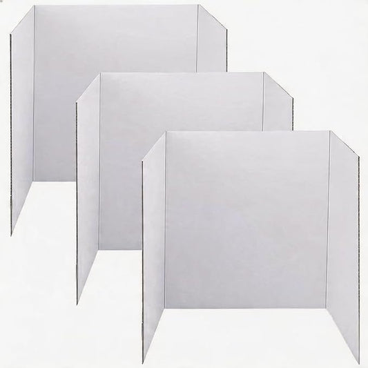 Tri-Fold Presentation Boards 48 x 36 Inches White Corrugated Display Boards 3 Pack Single Wall for School Projects Science Fairs Office Presentations