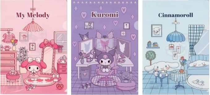 Set of 3 Cute Clear L-Type File Folder Transparent Document Folder