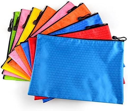 Mity rain 10Pcs Waterproof Zipper File Bags-A4 Size Oxford Office Filing Documents Storage Folder, Cosmetics Offices Supplies Travel Accessories Pouch- 10 Colors