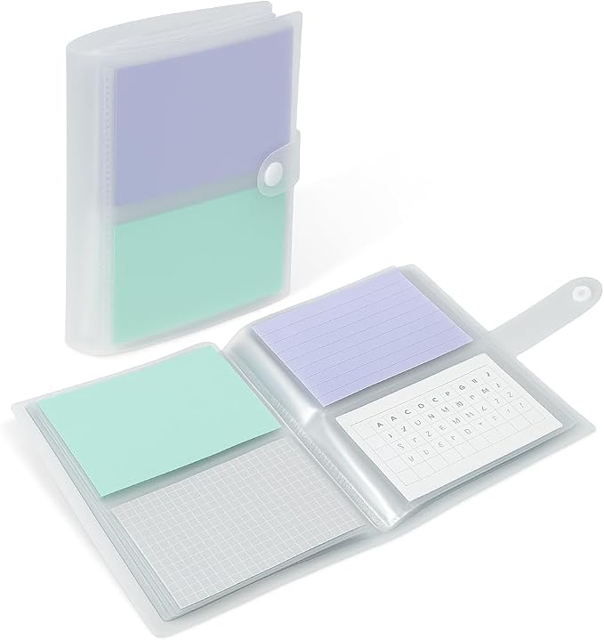 4x6 Index Card Holder Organizer - Clear Card Binder for Flashcard, Notecard and Recipe Card Storage, 50 Sheets Plastic Sleeves Indexcard Booklet Folder, Stores Up to 200 Cards