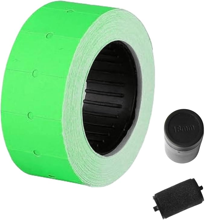 MX-6600 Price Labels | 2 Line White Blank Price and Date Gun Labels with 3 Ink Rolls | 30 Rolls / 15000 Fits MX-6600,MX-6602, YH-689 Guns (Without Gun) (3 Green + 3 Ink Rolls)