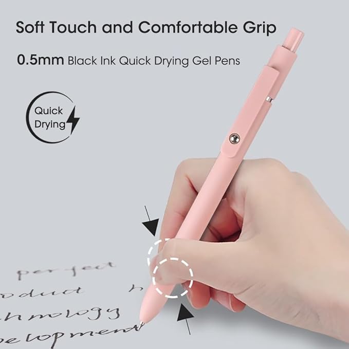FIOVER Gel Pens, 10pcs 0.5mm Quick Dry Black Ink Fine Point Smooth Writing Pens for Journaling Note Taking High-End Series Ballpoint for Office School Supplies(10pcs Morandi)