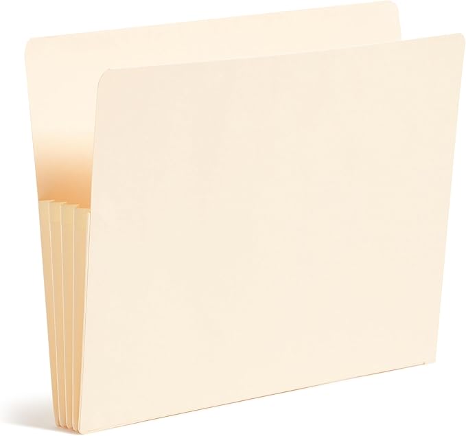 Smead Manila End Tab Expanding File Folders 3-1/2-Inch Expansion Pocket with Gussets, Expandable Letter Size, 25 Count (75124)