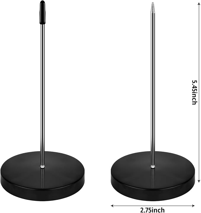 2 Pack Ticket Spike, Metal Bill Holder, Straight Rod Spike, Reliable Receipt Holder Spike for Organizing Tickets, Bills, and Notes in Restaurants, Offices, and Hotels (Black)