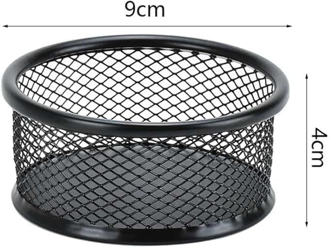 Black Metal Mesh Desk Organizer - Multi-Purpose Clip Holder for Office and School Supplies, Paperclip/Binder Clip Dispenser with Non-Slip Base (Home Office, Classroom, Study Desk Accessories)