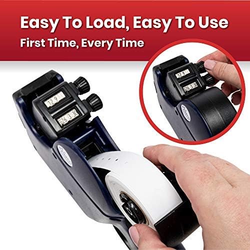 Perco Pro 2-Line Date Gun | 2-Line 16-Characters Date Labeler Gun Pre-Loaded with 750 Blank White Labels and an Ink Roll - Also Includes a Label Scraper Bundled with Perco Labeler Gun Clip