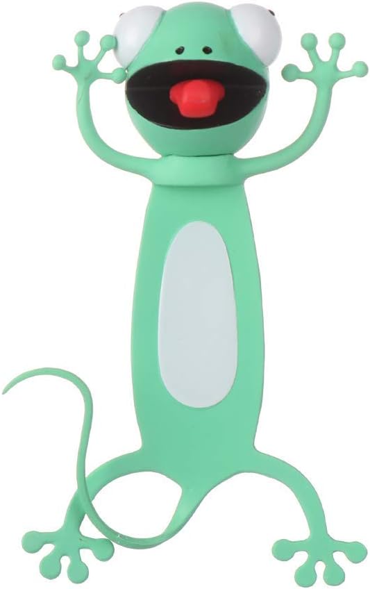 Cartoon Bookmarks, 3D Stereo Wacky Animal Book Mark, Ouch Series, PVC Funny Cute creatived Gifts (Gecko)