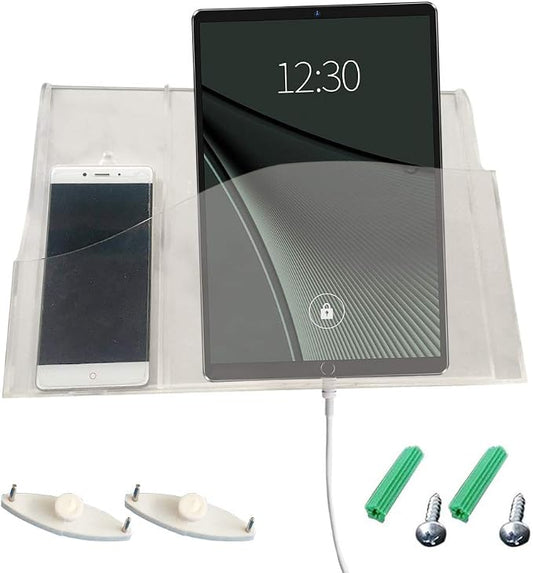 Acrylic Wall Mount Desk Organizer Storage Box for iPads Cell Phones Holder in Home Office (New 2 Grid)