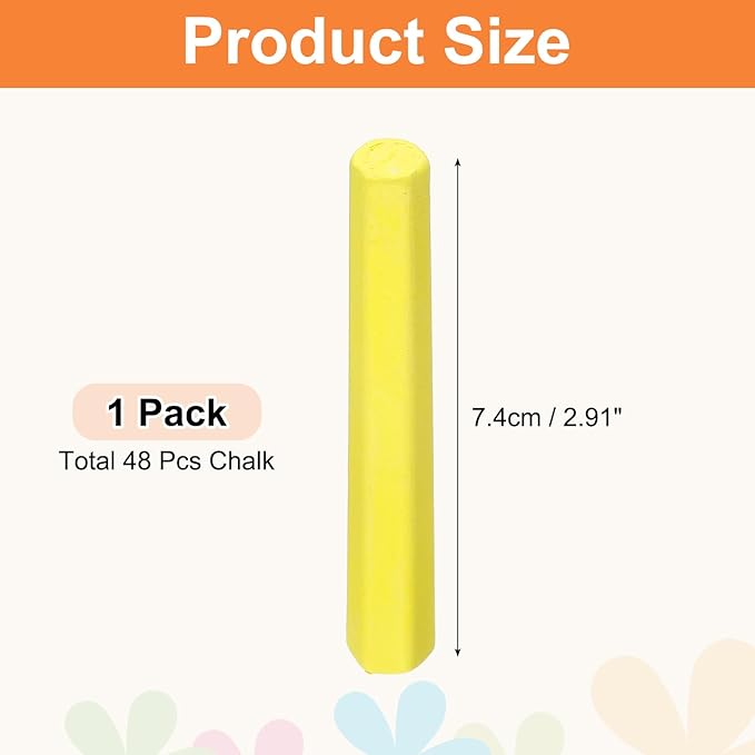 PATIKIL 48 PCS Chalkboard Chalk, Dustless Chalk Small Bulk Colored Thin for Chalkboard Blackboard Teacher Classroom Adults Indoor Home Office Supplies, Yellow