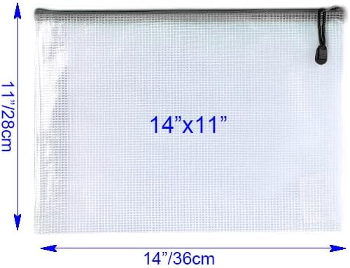 Niziting-18 Pcs,11"x 14",Mesh Zipper Pouch Document Folders Bag Zipper Zip File Folders for Office Supplies, Travel,Organizing Storage (11 x 14 Inches,Black)