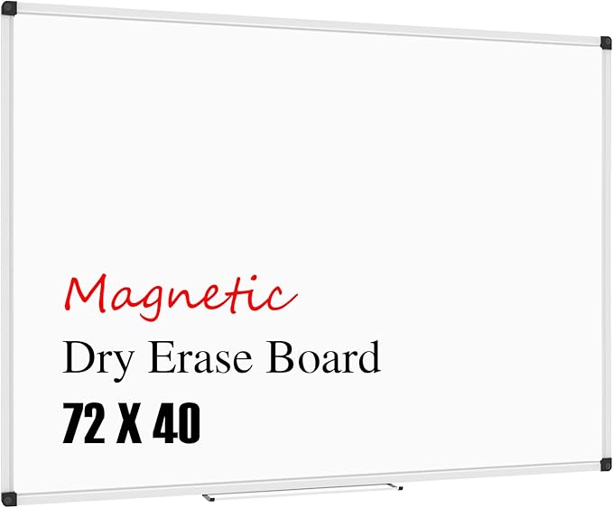 XBoard Magnetic Whiteboard 72 x 40 Inch, Large Dry Erase White Board for Wall with Marker Tray, Aluminum Frame Dry Erase Board for School, Office, Home