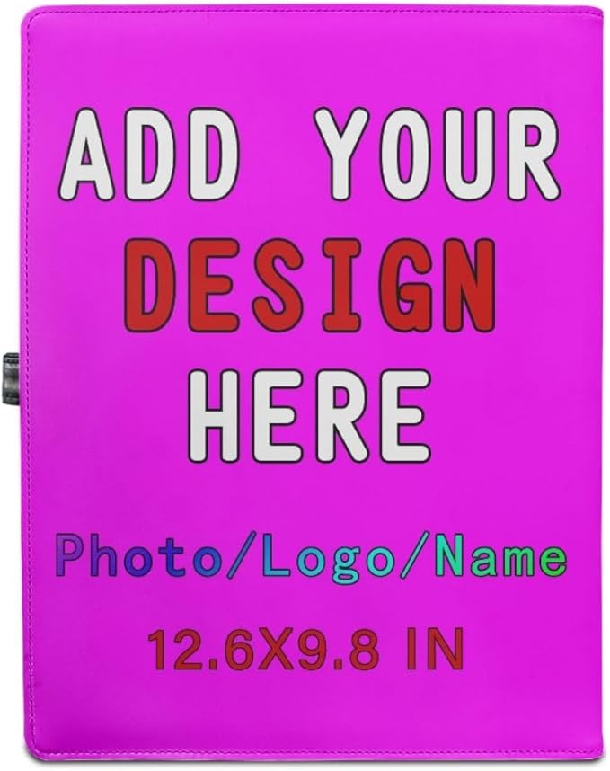 Personalized Padfolio Clipboard Folder Add Your Own Logo Text Text, Custom Leather Portfolio for Men Women with A4 Size Clip Board, Fuchsia