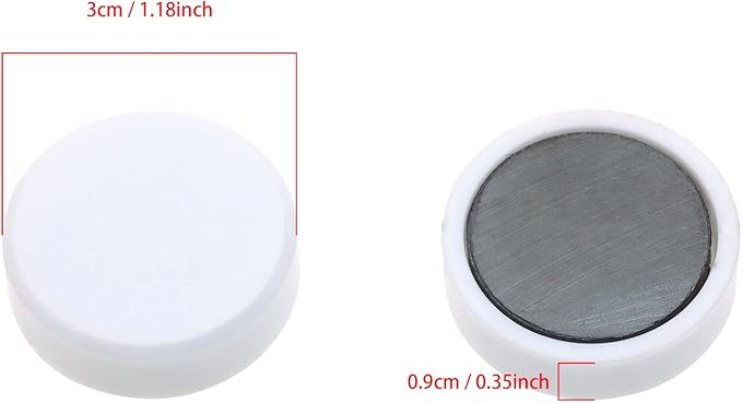 Tupalizy 10PCS Small Fridge Magnet Round Locker Magnets for Whiteboard Pictures Photos Hanging Refrigerator Dry Erase Board School Teacher Adult Crafts Office Classroom Home Kitchen Use, White, 3cm