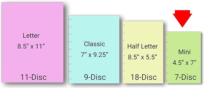Undated Monthly Calendar Refills for Letter, Junior, Classic, Skinny, Mini size Discbound Planners Fİtts Happy Planners Levenger Circa TUL Staples Arc Notebook Office (7-Disc, 4.6"x7", Shell)