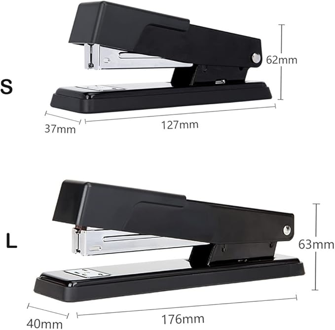 Desk Stapler Metal Office Stapler Simple Stapler for Binding 25 Pages Black and Silver for Choice Suitable for Office Or Desk School Supplies (Color : B, Size : Small)