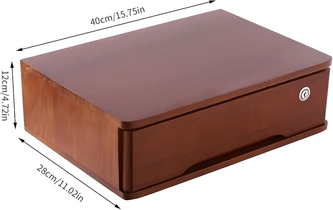 Wooden Desktop Storage Box with Lockable Drawers, Flat File Cabinet Drawer Desktop Storage Box, Countertop Storage Cabinet for Office Home Toiletries Supplies Vanity (Walnut, 1 Drawer)