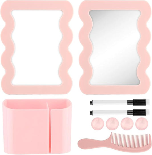 Locker Accessories Kit for Girls, Magnetic Locker Accessories with Mirror, Whiteboard, Pen Holder, Magnets & Dry Erase Markers for School, Office, Organizer Set