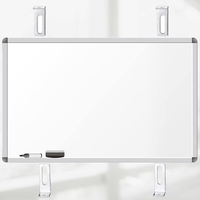 Oudain 20 Set Whiteboard Brackets Whiteboard Installation Hardware Kit Mounting Wall Hanging Brackets Include Hanger Supports, Screws, Expansion Tube for Hanging School Office Supplies,1.26x0.47in