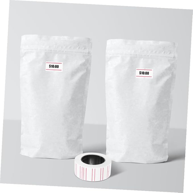 10 Rolls Prices Machine Labels Paper, White Pricemarker Label Stickers Sticky Prices Tag White Pricegun Labels Writable Prices Tags of Prices Tag Machines