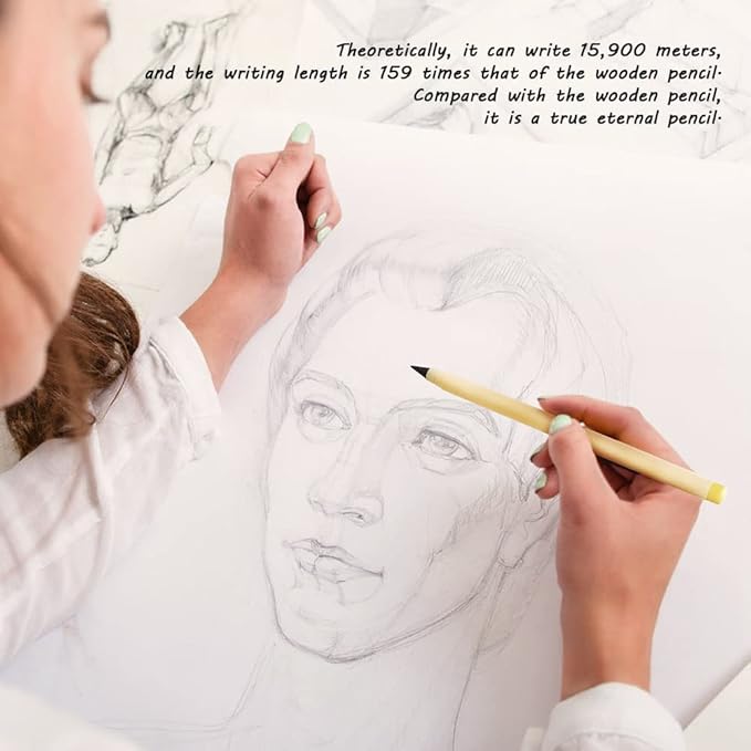 Ainiv Everlasting Pencil - Infinity Pencil with Eraser, Reusable with 10 Replaceable Nibs, Ideal for Home, Office, School and Drawing