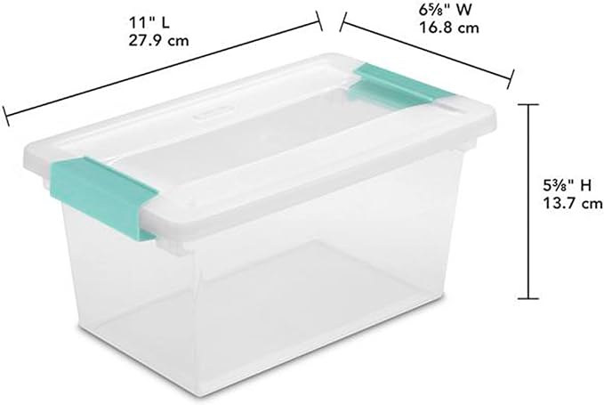 Sterilite Deep Clip Storage Box Container with Lid, Clear, 8 Pack and Medium Clip Box for Home, Craft Room, and Office Organization, 4 Pack