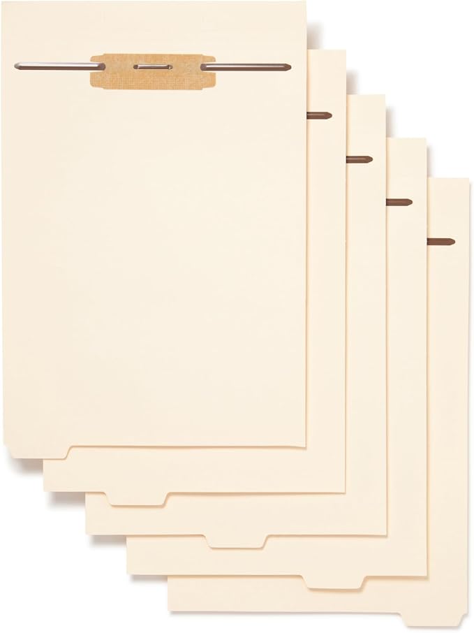 Smead Stackable Folder Divider with Fastener, Bottom 1/5-Cut Tab, Letter Size, Manila, 25 per Box (35599)
