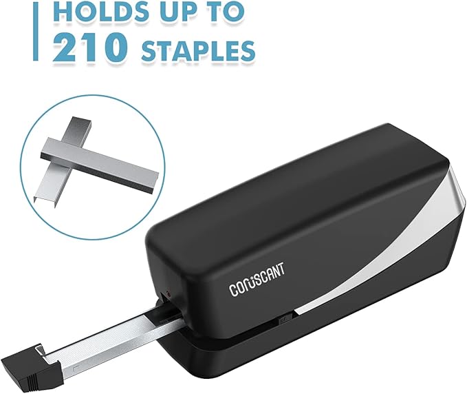 Coruscant Electric Stapler, Automatic Stapler, Heavy Duty，25 Sheet, Store 210 Staples，Including 2000 Staples,and 1 Staple Remover, Electric Desktop AC or Battery Powered for Home/Office Use