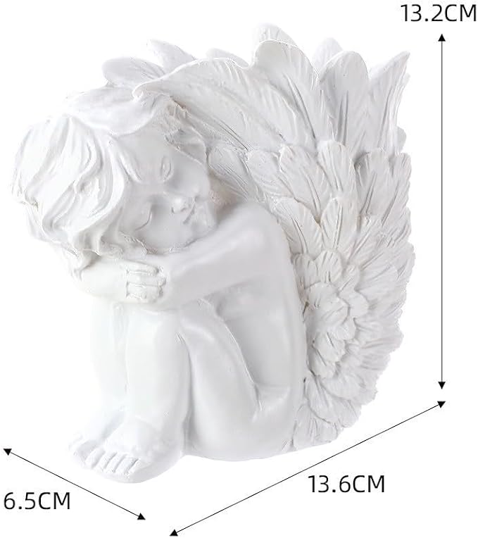 Angel Figurine Pen Holder - Cute Desk Organizer & Decorative Pencil Cup, Unique Office Desk Accessories for Women Gift(White Resin)