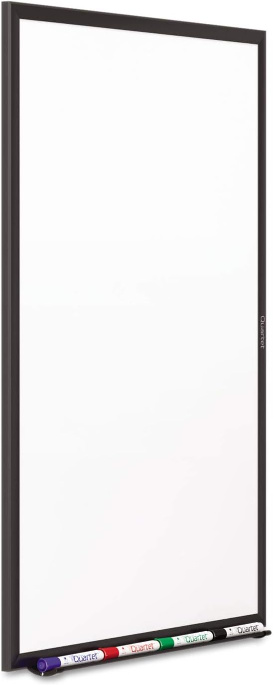 Quartet Dry Erase White Board 36"W x 24"H Non-Magnetic Whiteboard, Total Erase, Black Aluminum Frame (S533B)