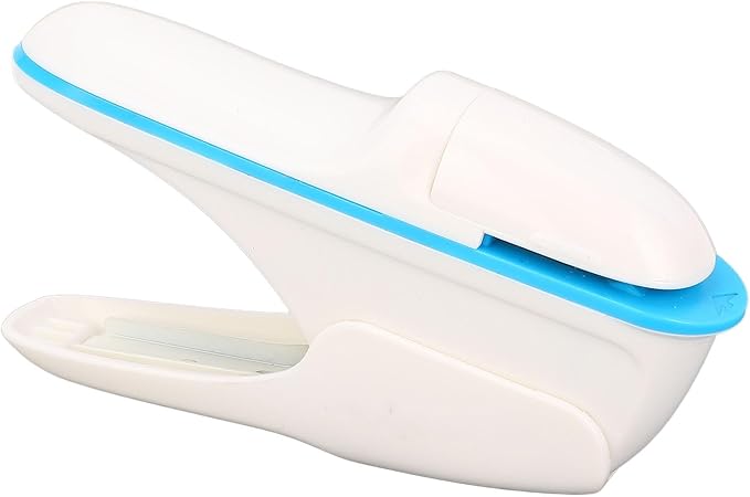Zunate Stapleless Stapler for Home, School, and Office Use, Portable No Staple Binder with 8-Sheet A4 Paper Capacity, Compact ABS Design, White