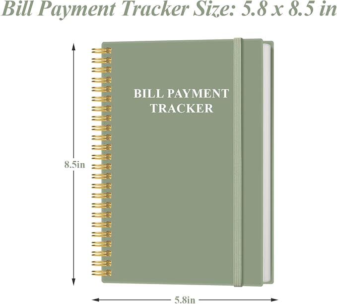 Bill Payment Checklist - Monthly Bill Organizer & Planner for Personal Budgeting Financial, Bill Payment Tracker Notebook, 5.8" x 8.5", Green