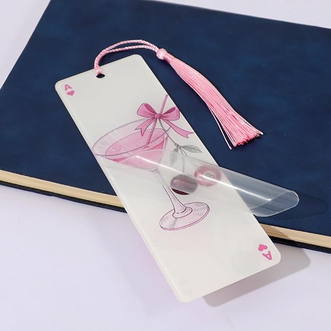 3PCS Spicy Cherry Acrylic Bookmark with Pink Tassel Birthday Gift for Women Spicy Book Lover Book Charm (3pcs Cherry)