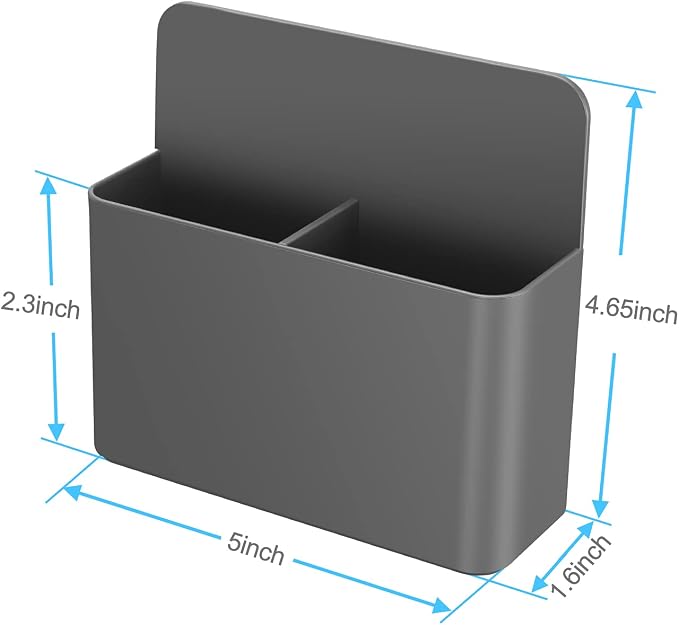 Grey Strong Magnetic Marker Holder/Dry Erase Pen Holder - Storage for Dry Erase Marker, Eraser, Bottle Opener, Remote Controls, Notes - Ideal for Magnetic Board, Fridge Door, and Locker