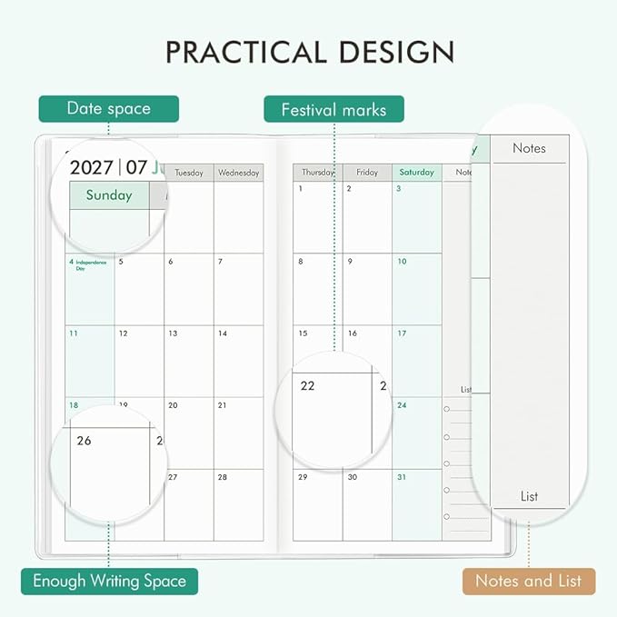 Pocket Calendar 2026-2028 for Purse,Small Pocket Planner 2026-2028 for Purse 3.5×6.5In,30 Month Organizer from Jul 2026 to Dec 2028 Mini Planner with Pvc Cover for Organizing & Planning