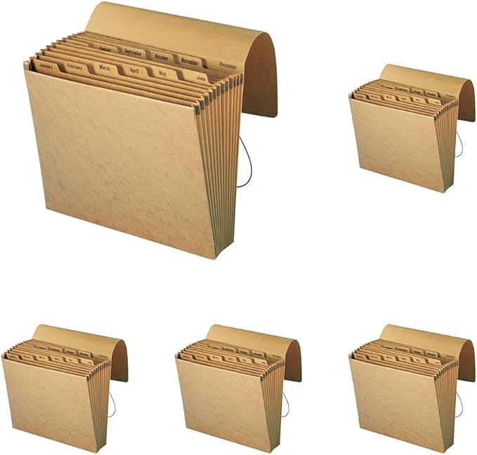 Smead Expanding File with Flap and Cord Closure, 12 Pockets, Monthly (Jan-Dec), Letter Size, Kraft (70186) (Pack of 5)