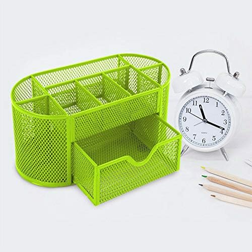 Wire Mesh Pen Desk Top Storage Organizer Holder Office School Supply Green Metal